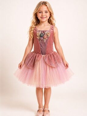 Revolution Pink Velvet Floral Tulle Princess Dress